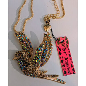 Betsey Johnson Crystal Bird Necklace NWT Wings Up Statement Y2K Jewelry
Swallow